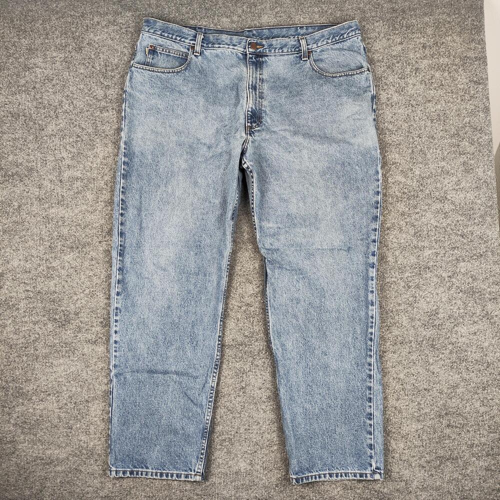 L.L. Bean Double L Jeans Mens 44x32 Light Wash Blue Relaxed Straight Denim Pants